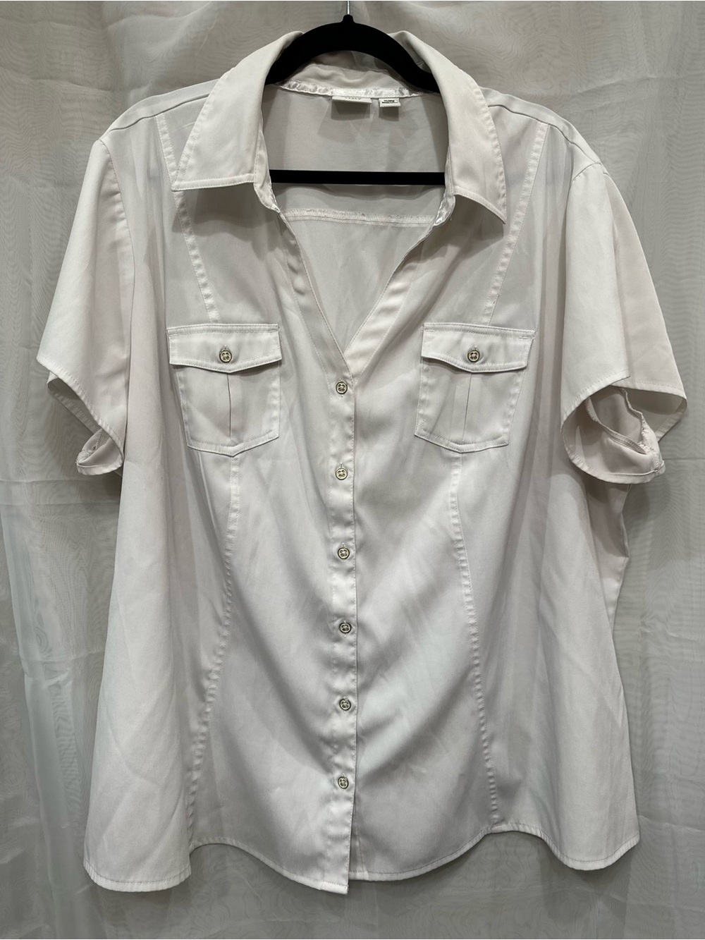 Cato White Short-Sleeve Button-Down Shirt with Chest Pockets